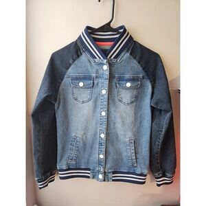 Tommy Hilfiger‎ Jacket Girls Size XL Blue Denim Bomber Stripes
